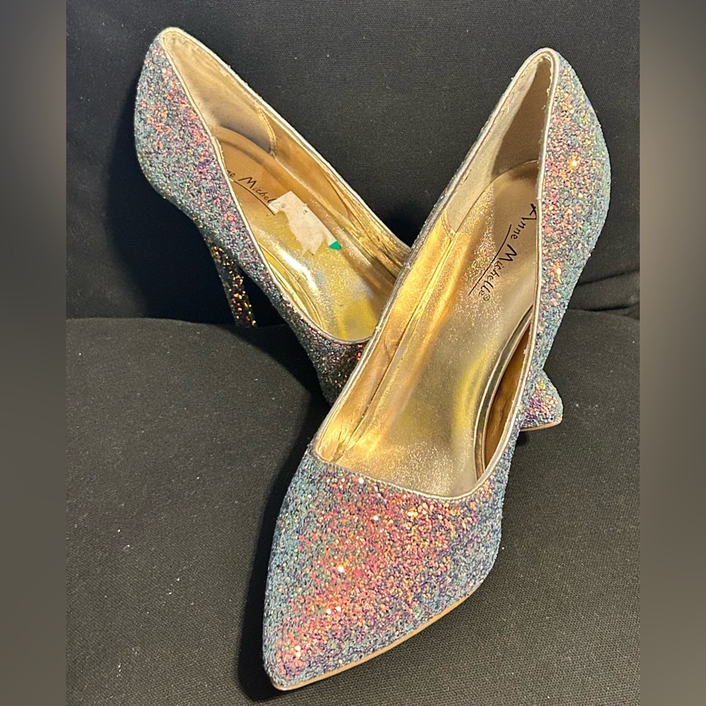 Anne Michelle Iridescent Glitter Heels